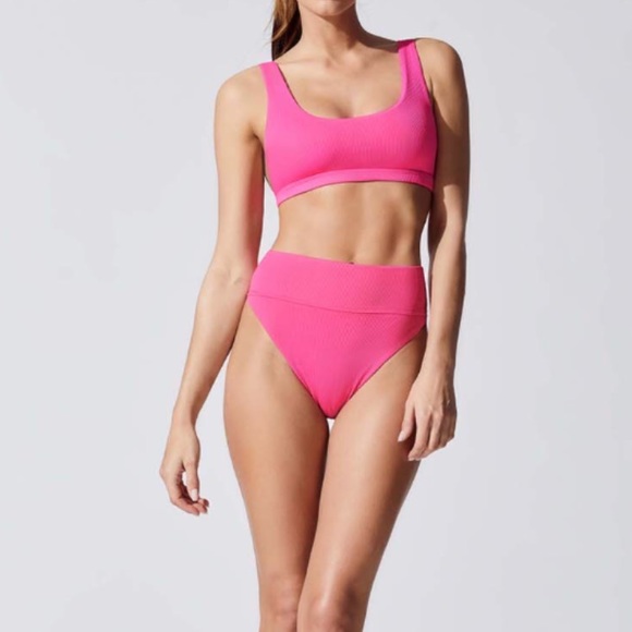 neon pink ribbed bikini